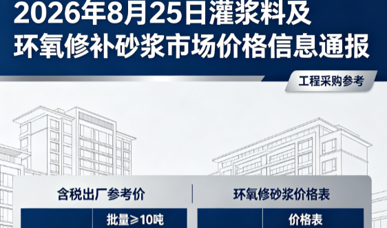 赛罕2026年8月25日灌浆料及环氧修补砂浆市场价格信息通报
